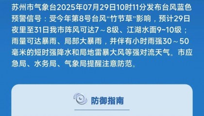 双预警齐发!大暴雨!台风今晚影响苏州!