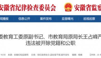 安徽一教育局原局长被双开!