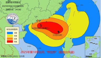 海浪红色警报:广东近岸海域将出现巨浪到狂浪