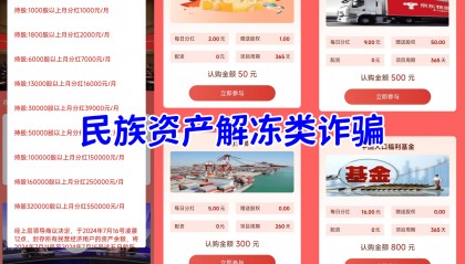 警惕！这10个项目涉嫌传销、虚拟币诈骗、民族资产解冻类诈骗